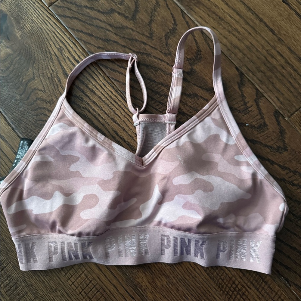 PINK Victorias Secret Pink Camo Halter Sports Bra